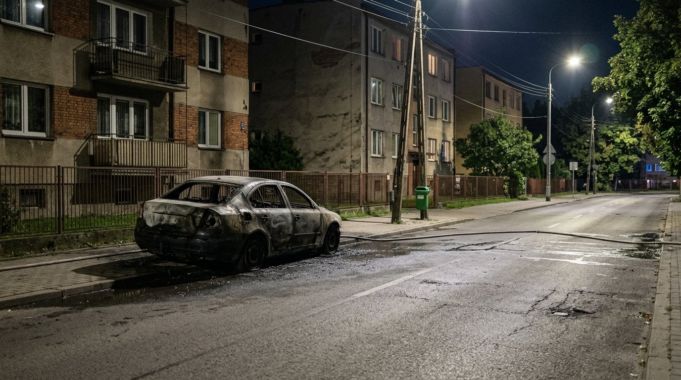 Interwencja służb w związku z pożarem pojazdu przy ul. Czorsztyńskiej