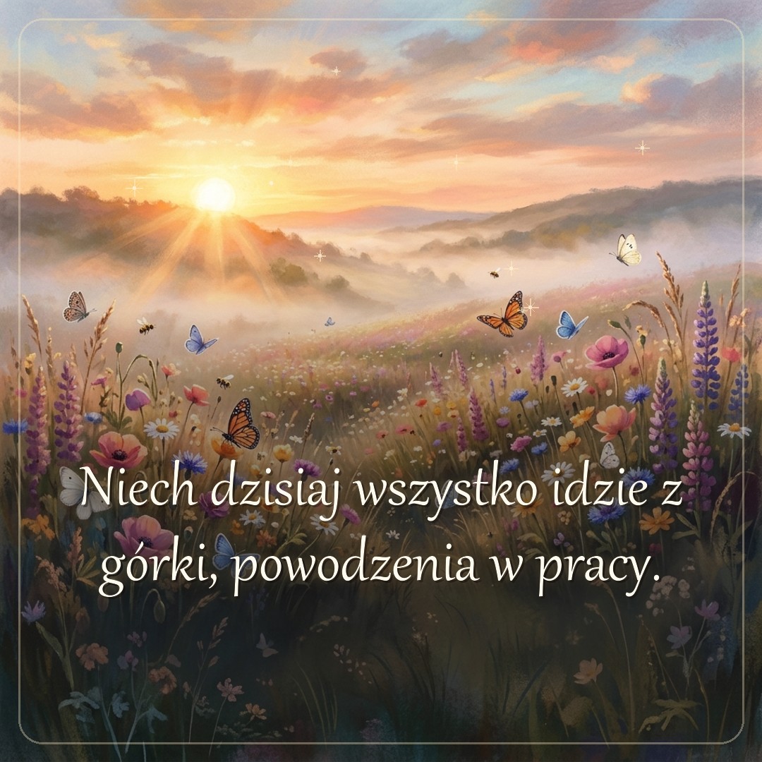 Kartka z życzeniem: Niech dzisiaj wszystko idzie z górki, powodzenia w pracy.