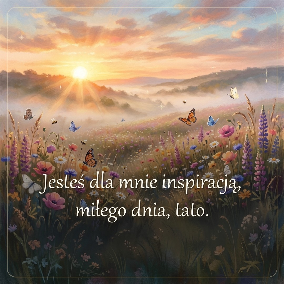 Kartka z życzeniem: Jesteś dla mnie inspiracją, miłego dnia, tato.