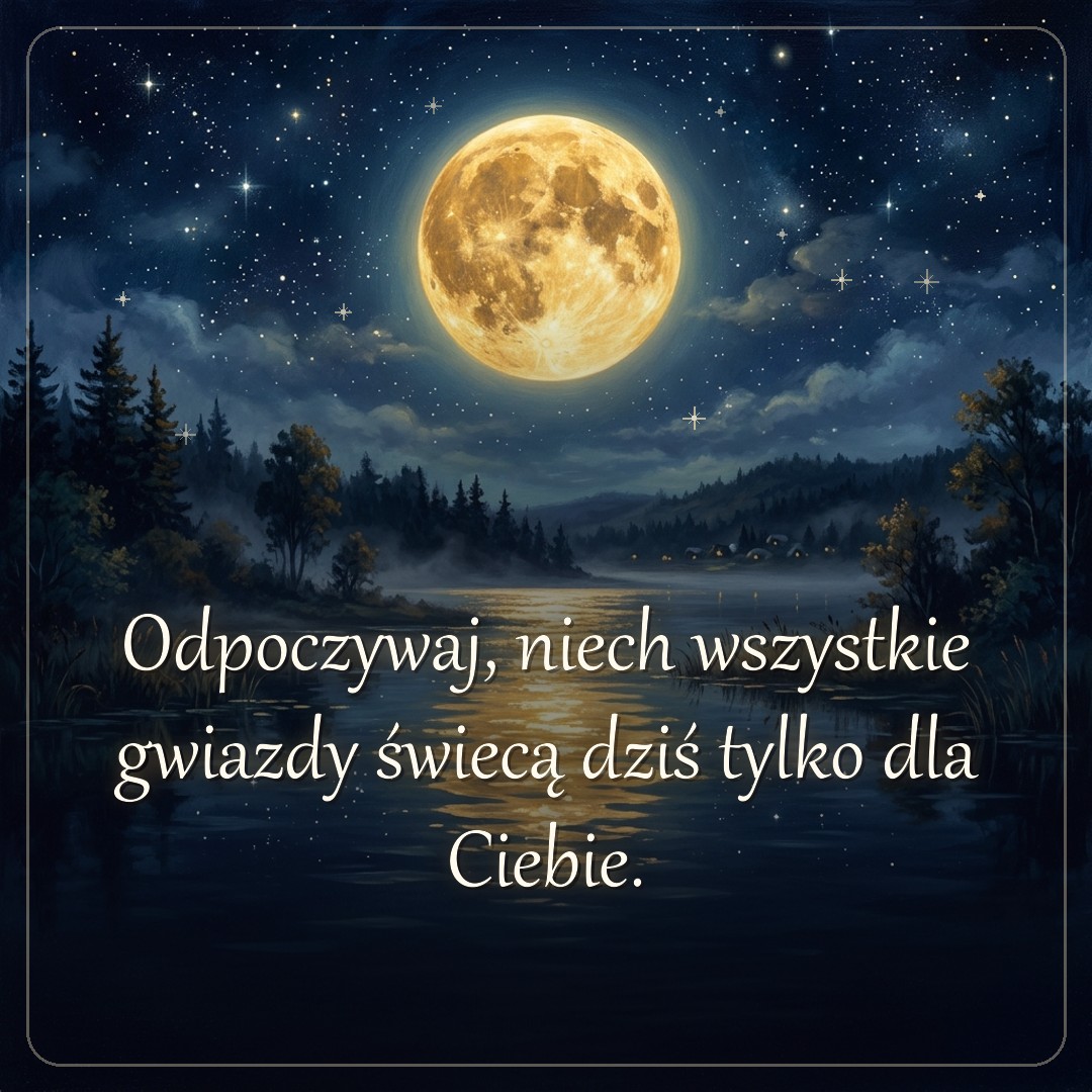 Kartka z życzeniem: Odpoczywaj, niech wszystkie gwiazdy świecą dziś tylko dla Ciebie.