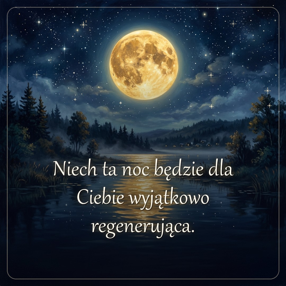 Kartka z życzeniem: Niech ta noc będzie dla Ciebie wyjątkowo regenerująca.